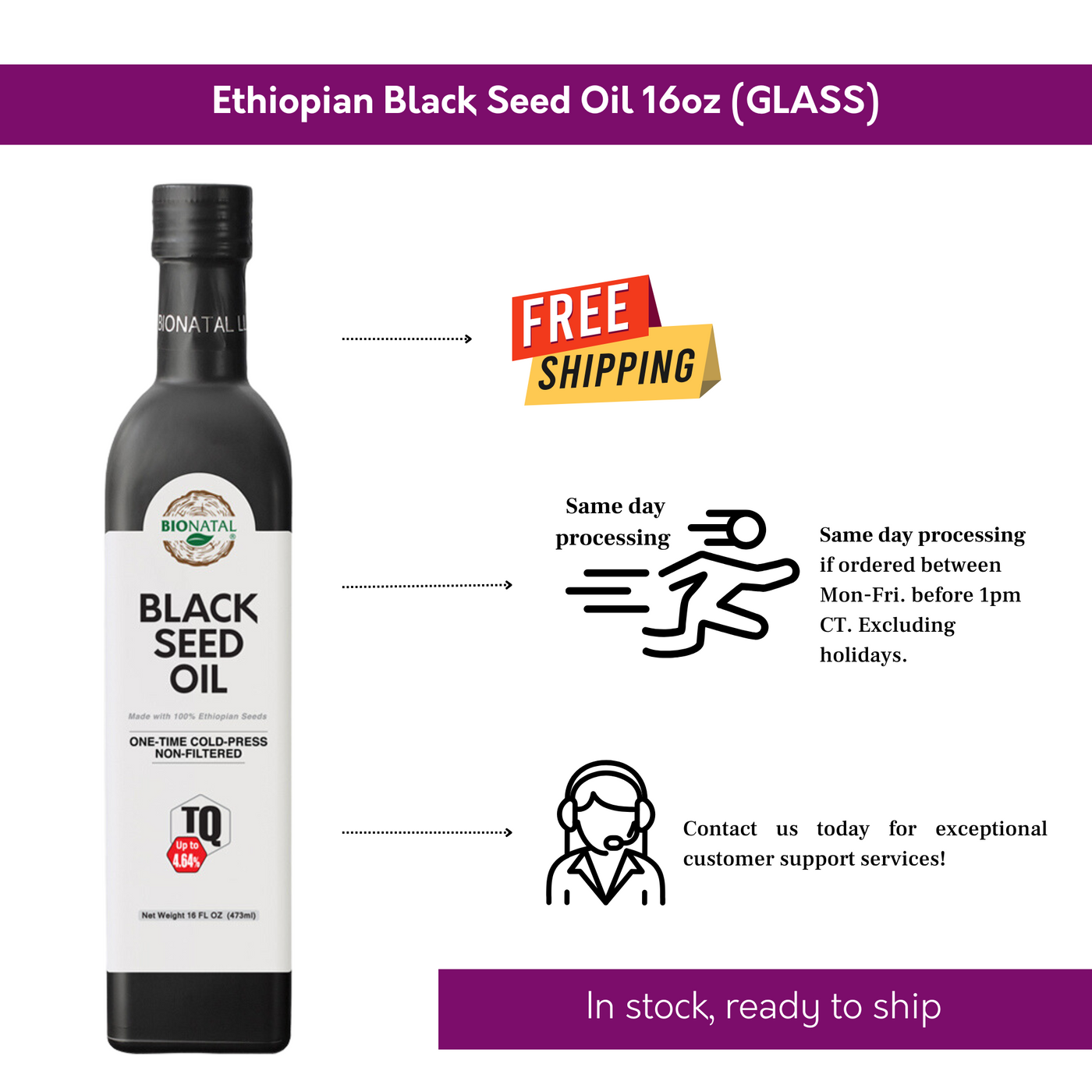 Ethiopian Black Seed Oil 16oz (GLASS)